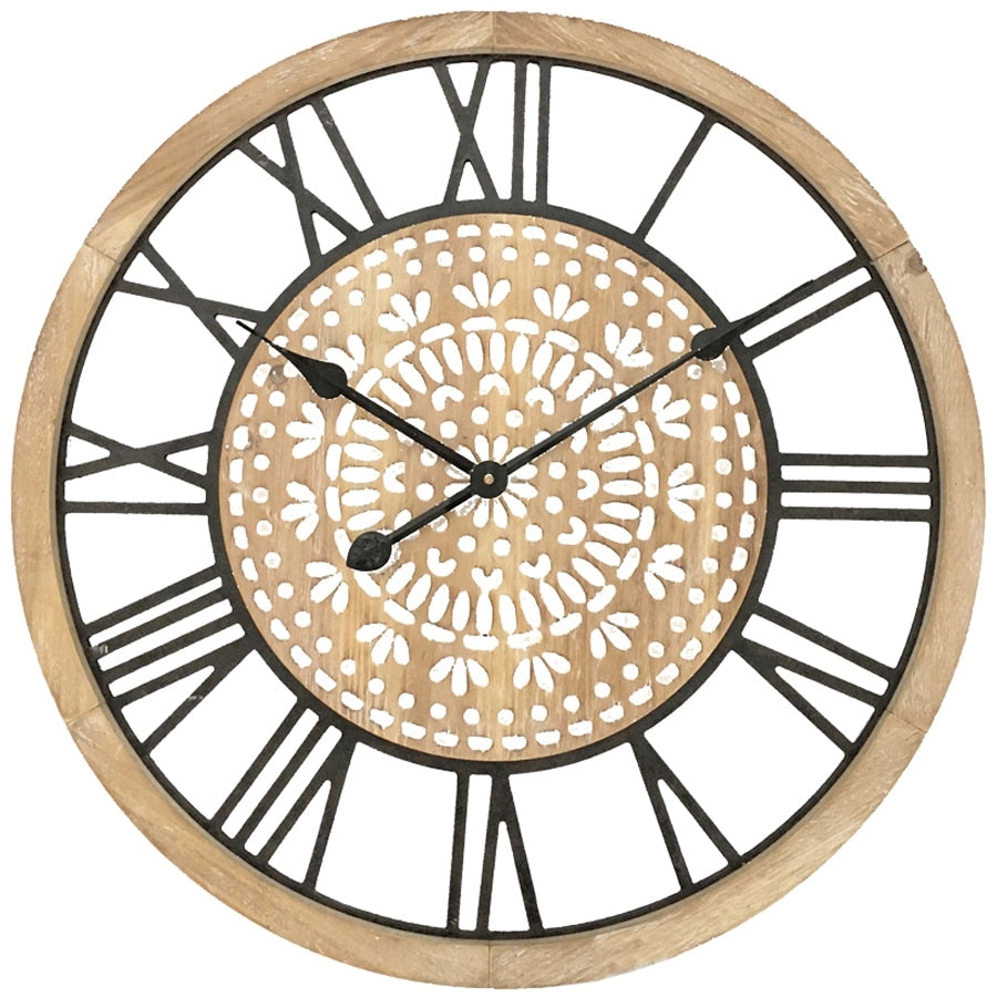 Carved Industro Feature 60cm Wall Clock