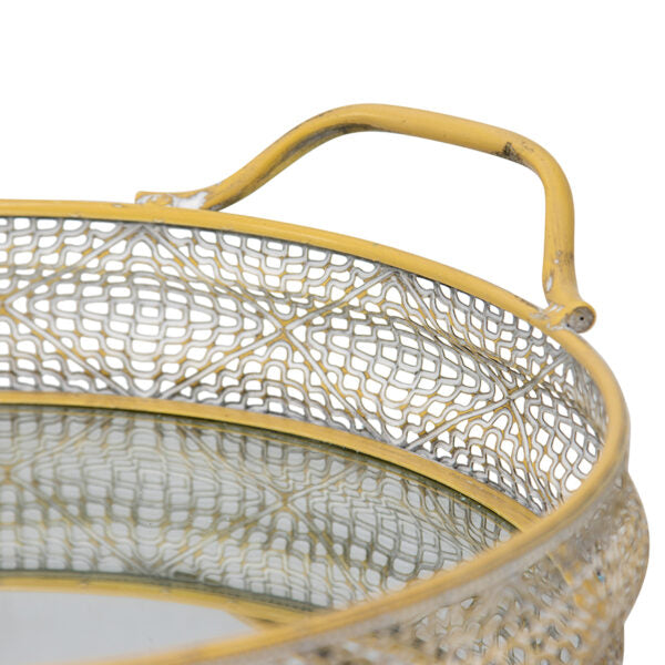 Set/2 Nested Lustre Hive Mirrored Trays