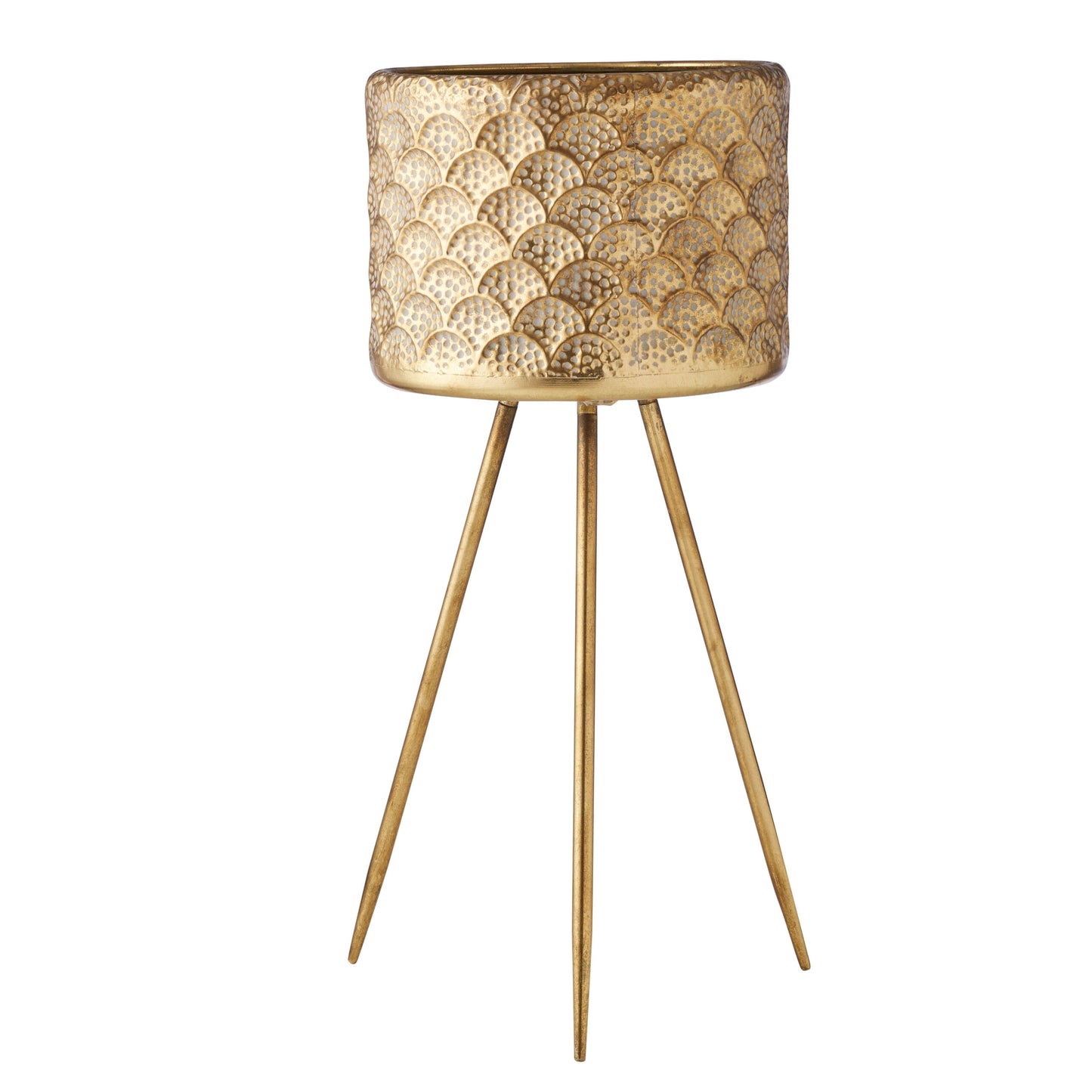 Gold Pressed Metal Planter Stand - Large