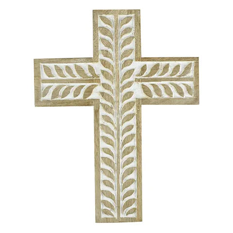 White Wash Vine Wood Cross