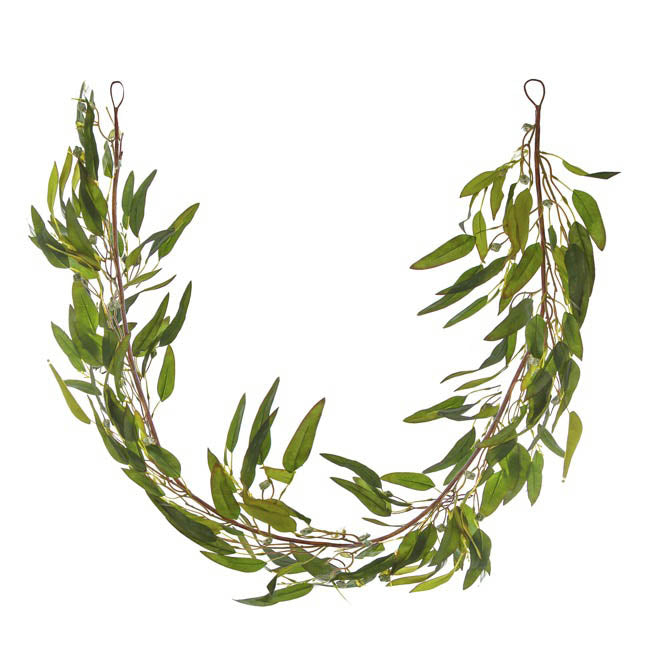 Eucalyptus Willow Leaf Gumnut Garland Olive Green (125cm)