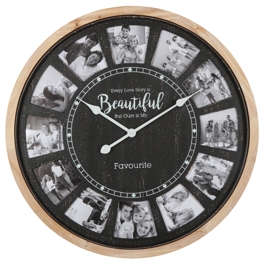 Rustic Photo Gallery Featured 70cm Wall Clock