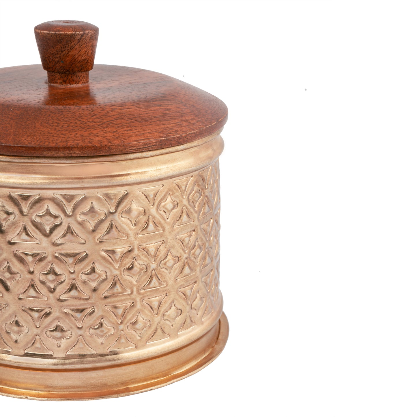 Handcrafted Golden Pressed Metal & Mango Wood Box