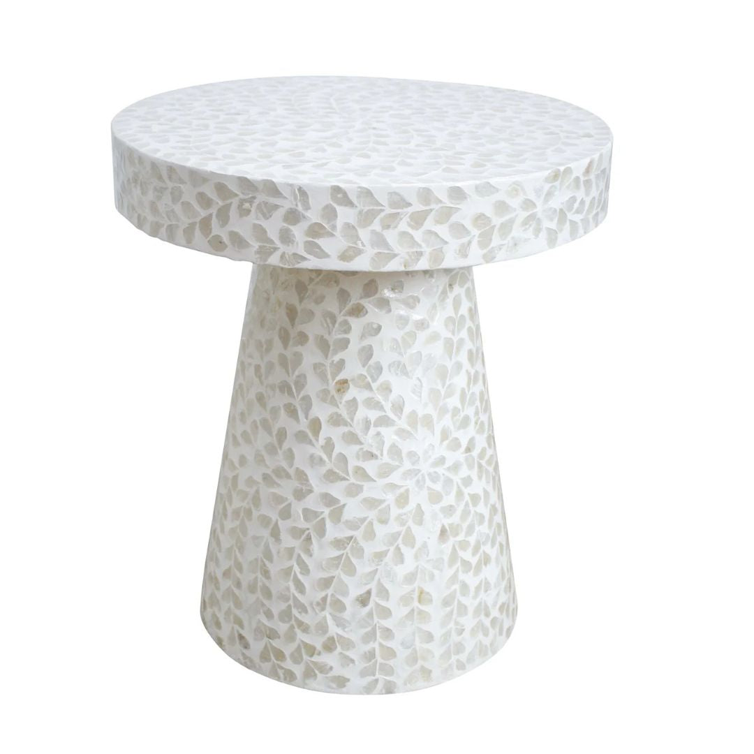 Handcrafted Capiz Inlay Cream Side Table