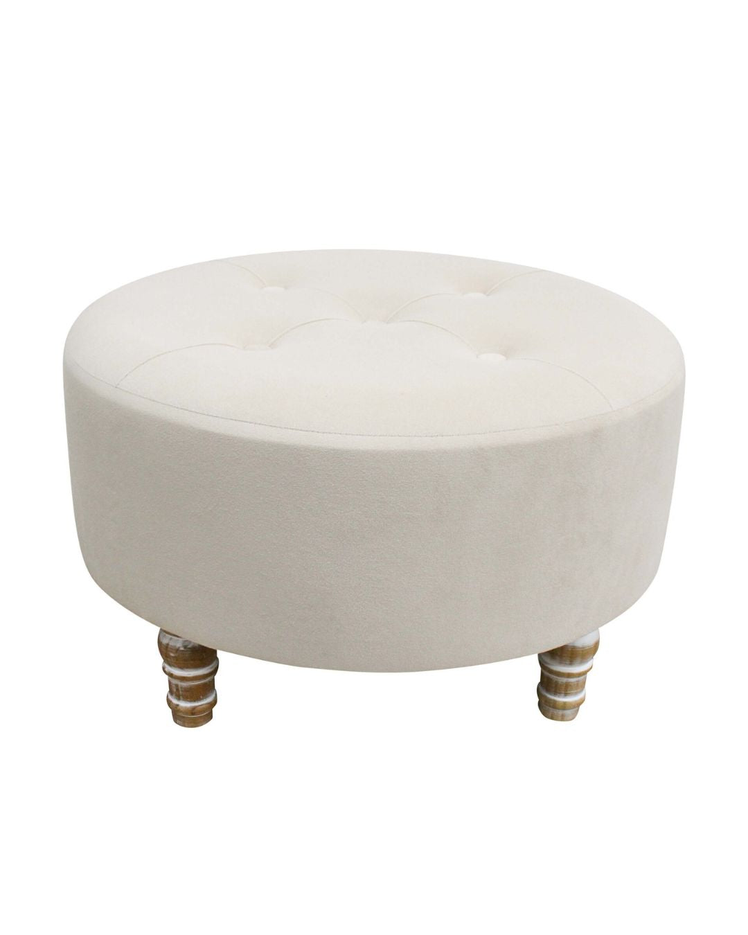 Large Round Velvet Sandstone Ottoman