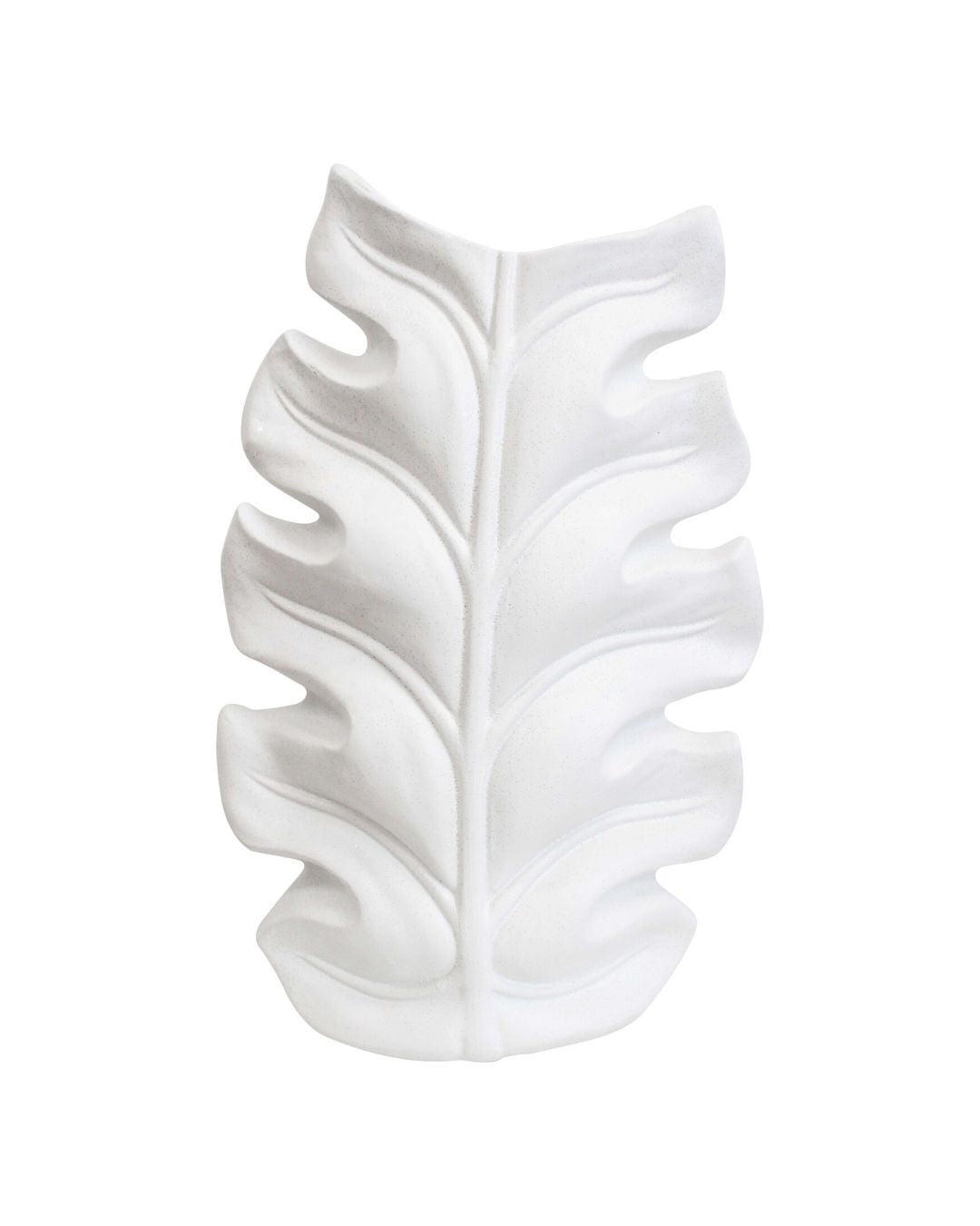 Bohemian Leaf Vase in Rustic White
