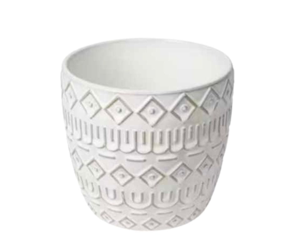 White Artisan Pattern Pot