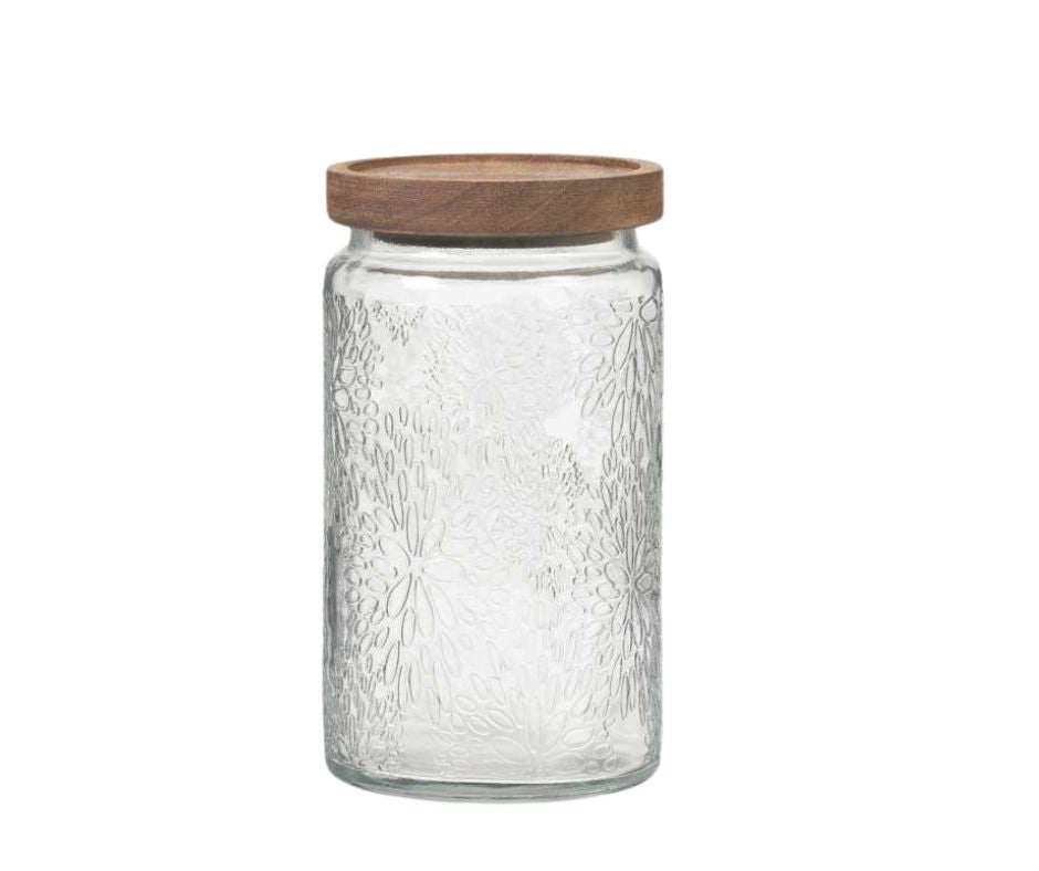 Botanical Glass Jar with Wooden Lid - Medium