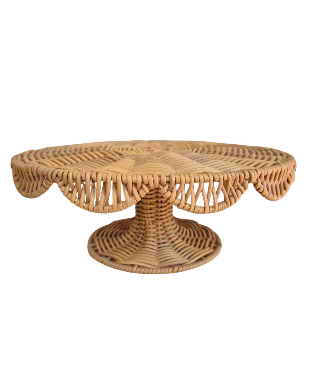 Natural Scallop Footed Rattan Decorative Stand