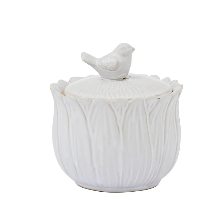 Feathered Grace Ceramic Jar