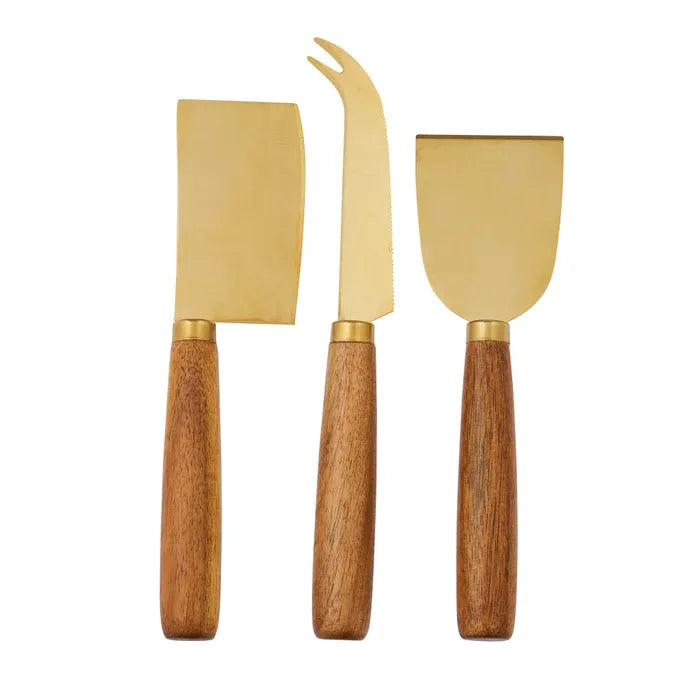 Set of 3 Golden Barker Cheese Knives