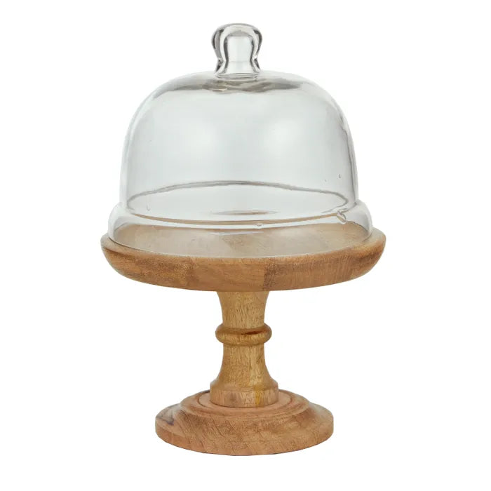 Footed Wood/Glass Cloche