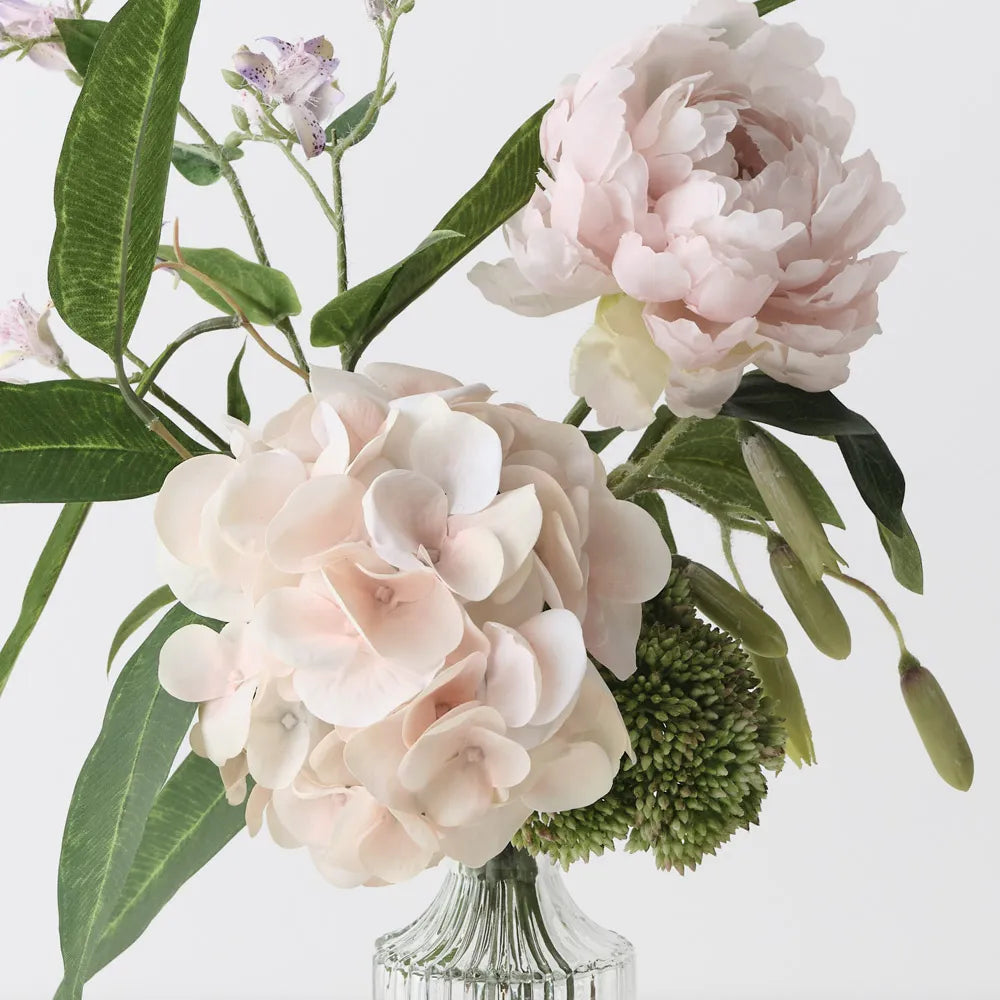 Hydrangea Peony Mix in Vase - Pastel Pink