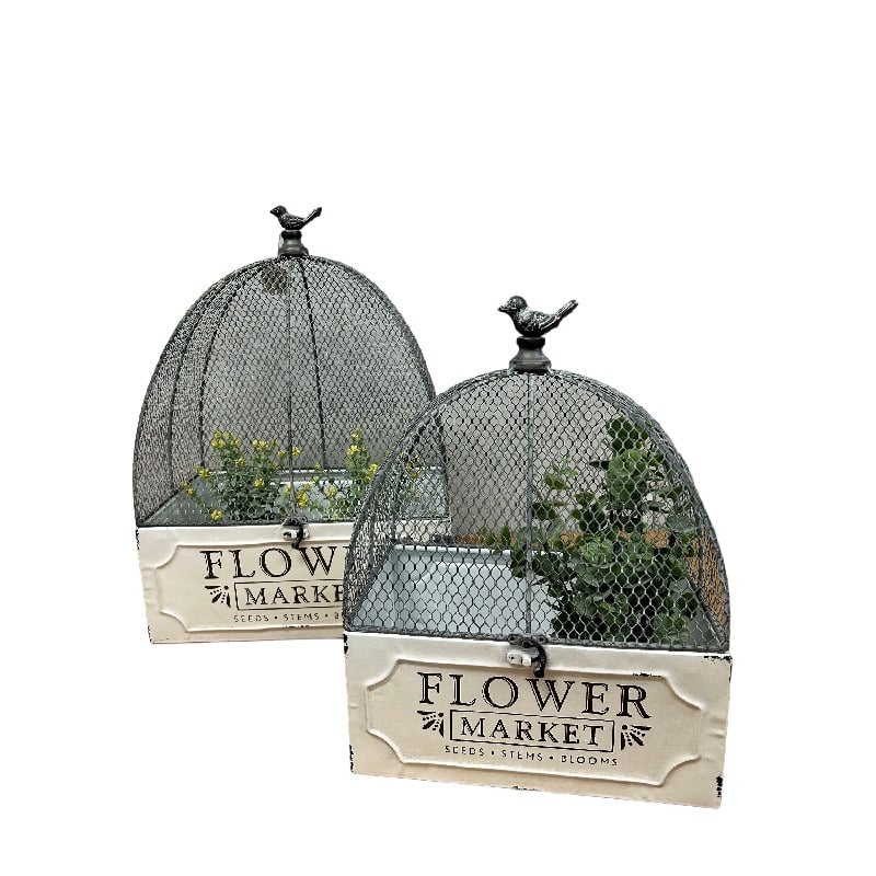 Set/2 Nested ‘Flower Market’ Cloche Cages