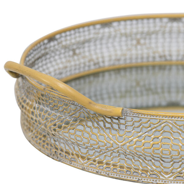 Set/2 Nested Lustre Hive Mirrored Trays