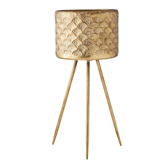 Gold Pressed Metal Planter Stand - Large