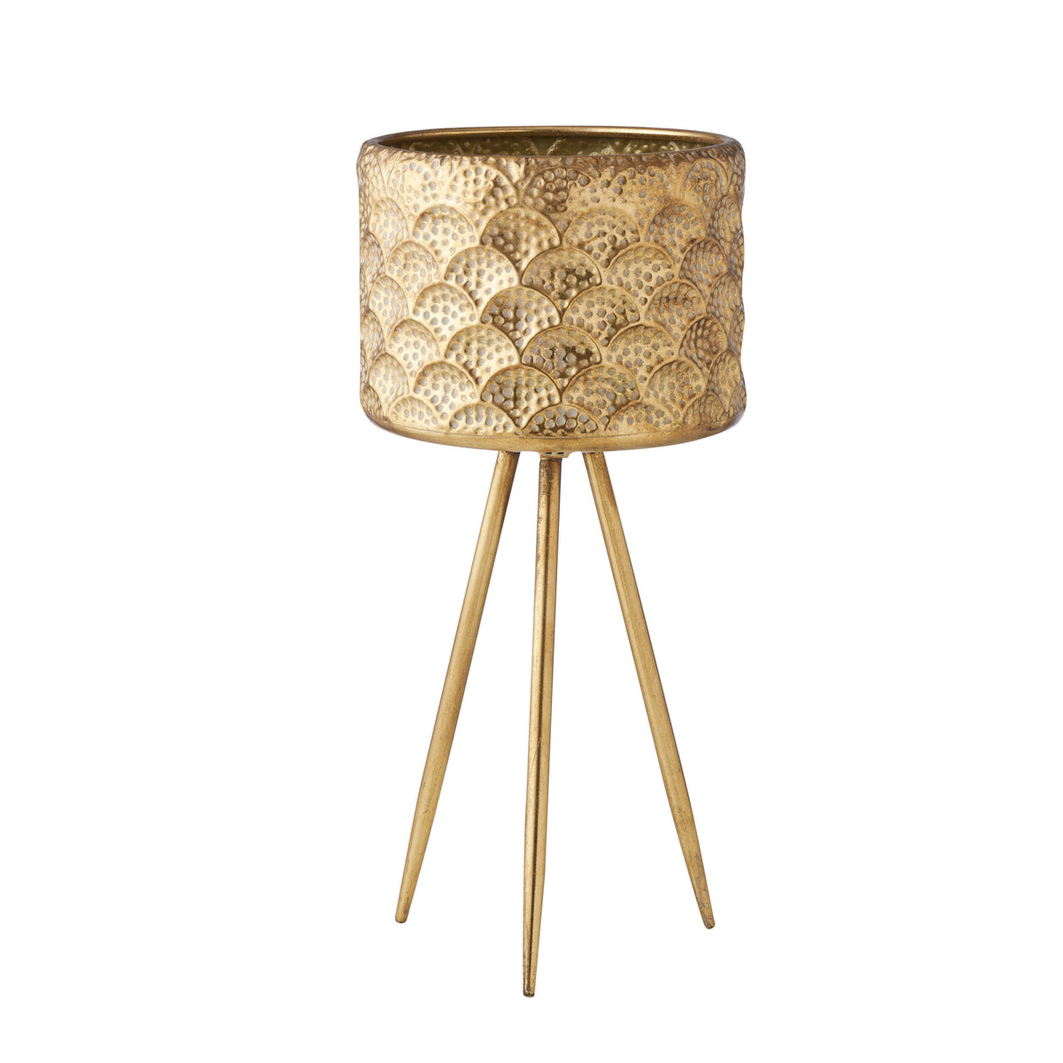 Gold Pressed Metal Planter Stand - Small