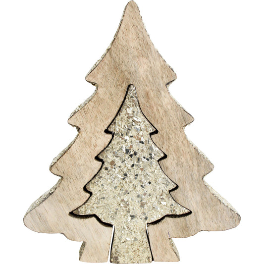 Mango Wood Dual Champagne Gold Christmas Dual Tree