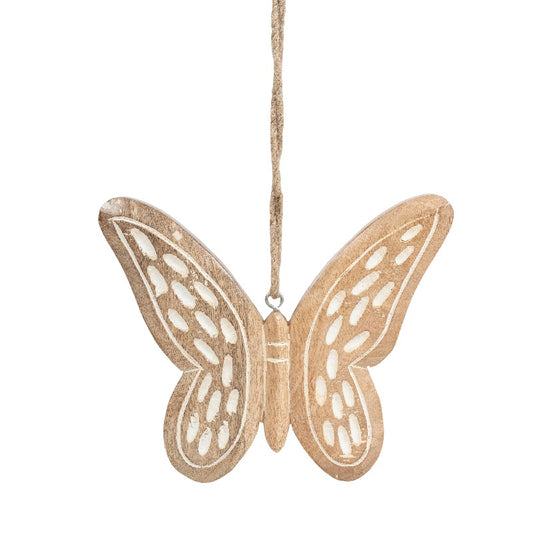 Handcrafted Mangowood Hanging Butterfly