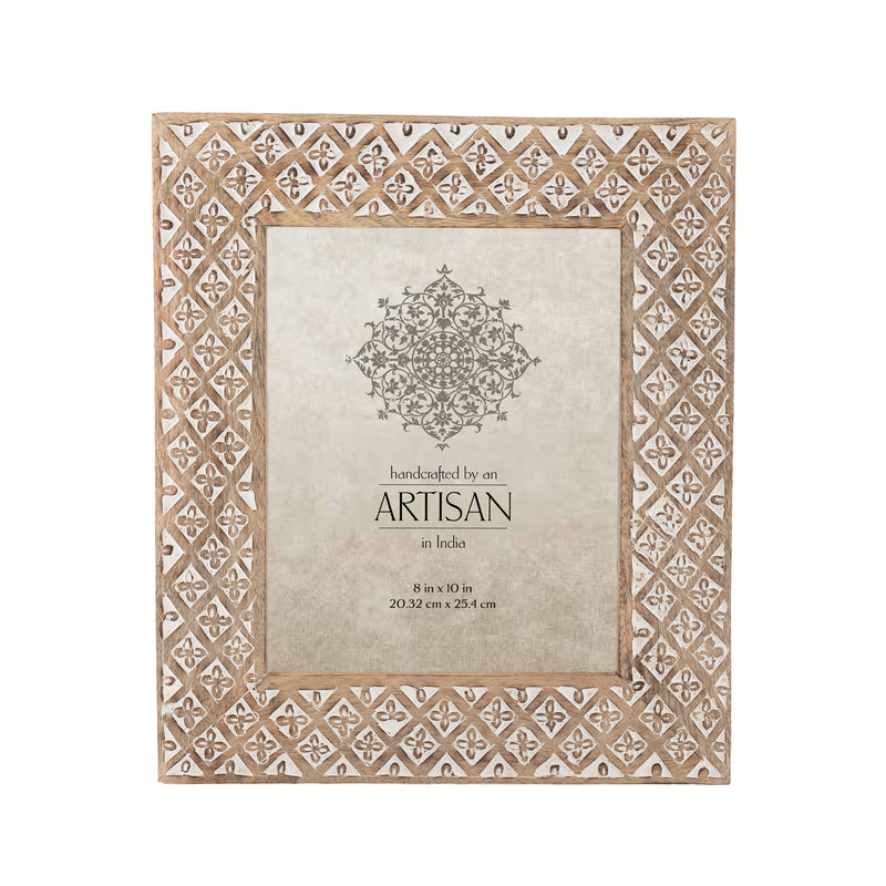 Diamond Flower Mango Wood Picture Frame