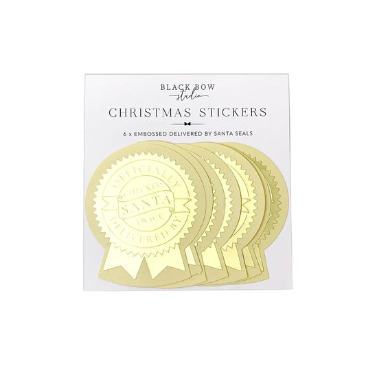Delivered By Santa Christmas Embossed Rosette Stickers