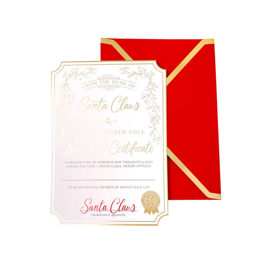 Santa's Nice List Certificate - Gold White