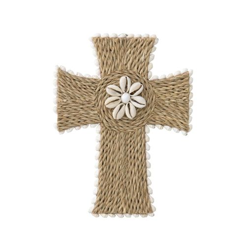 Rattan Weave Decorative Shell Cross