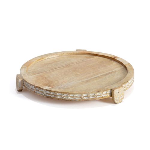 Mango Wood Round Footed Tray Stand