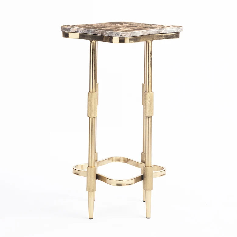 Grecian Marble Stone & Gold Pedestal Table