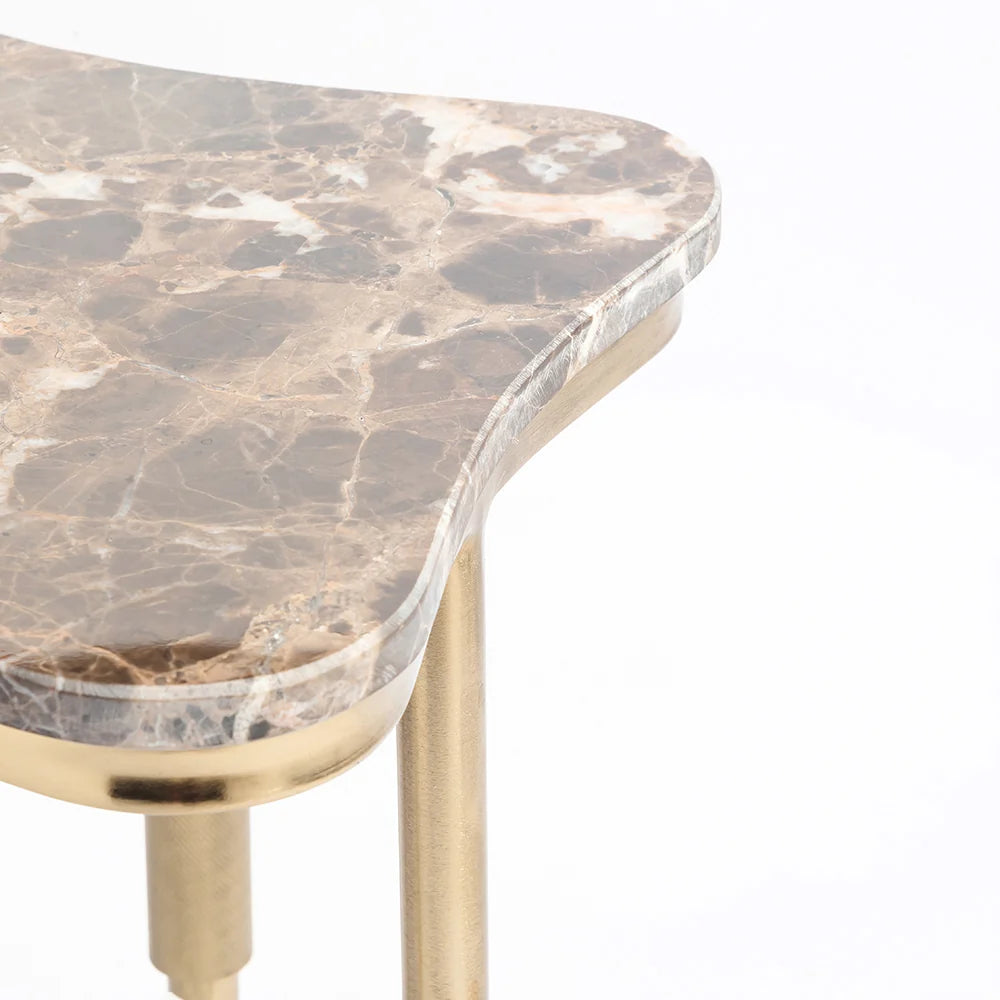 Grecian Marble Stone & Gold Pedestal Table