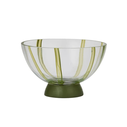 Raya Glass/Wood Footed Bowl