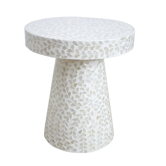 Handcrafted Capiz Inlay Cream Side Table