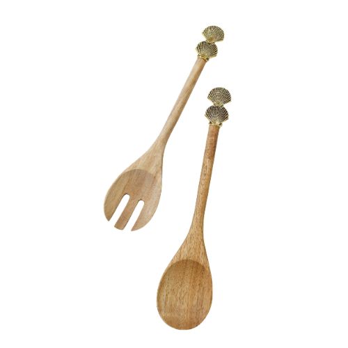 Set Of 2 Gold Shell Salad Servers