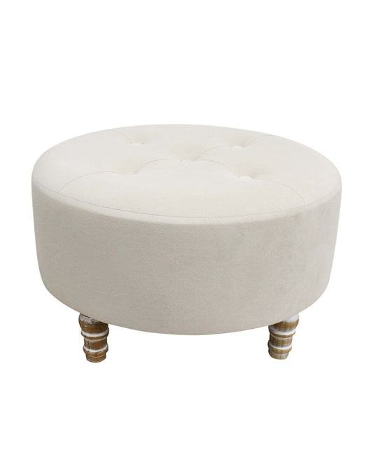 Large Round Velvet Sandstone Ottoman