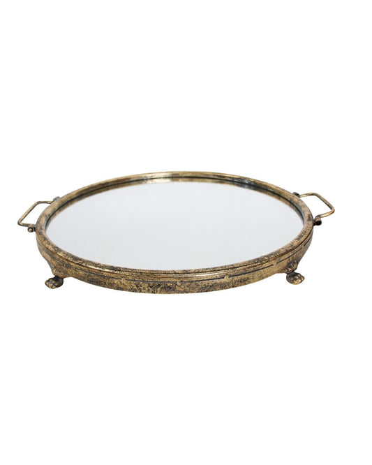 The Aurelia Round Golden Mirrored Tray