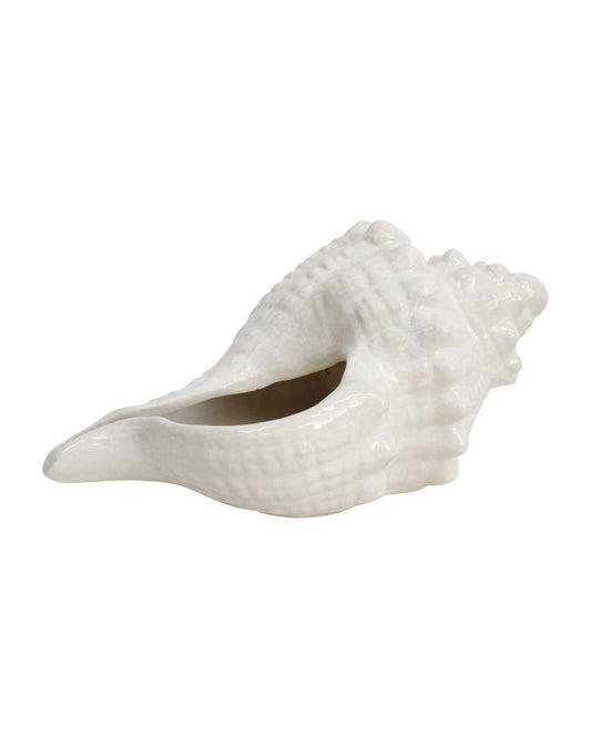 Sacred Shoreline Conch Shell Decorative Planter - White