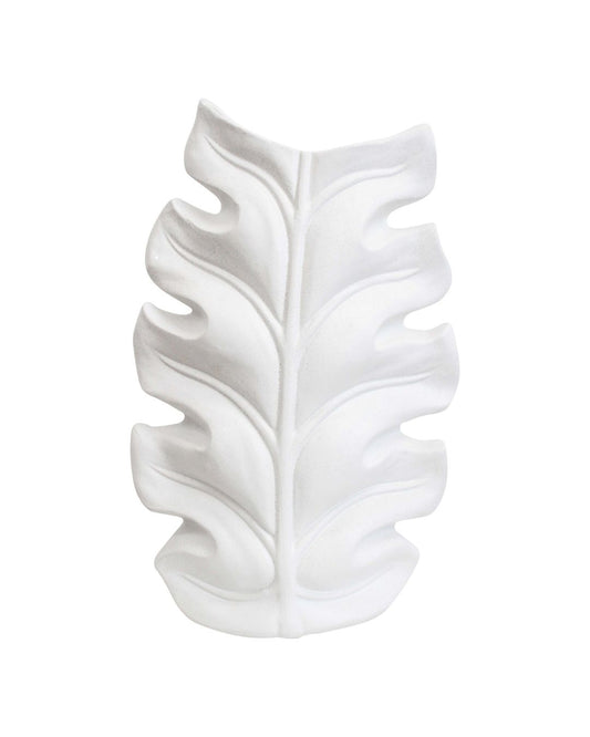 Bohemian Leaf Vase in Rustic White
