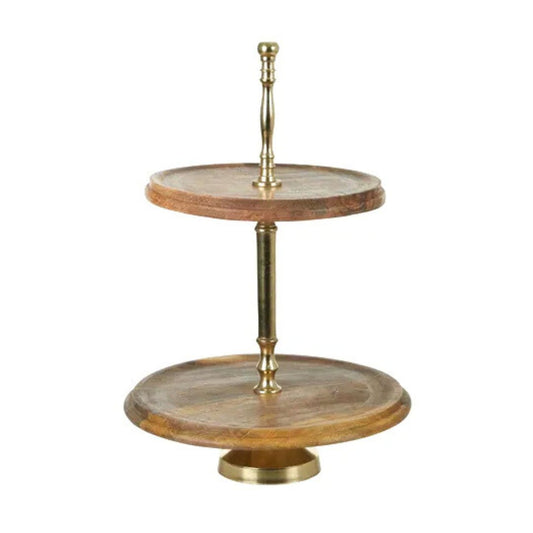 D'oro Wood/Metal 2 Tier Stand