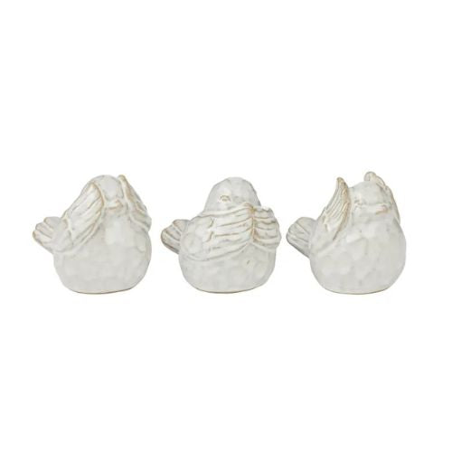 Trio Set of "See No, Hear No, Speak No" Birds