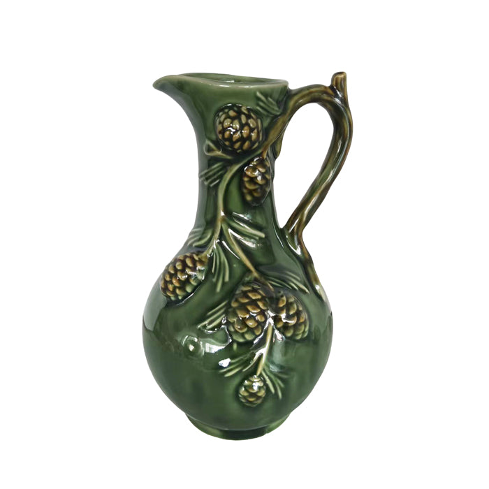 Ceramic Embossed Dark Green Jug