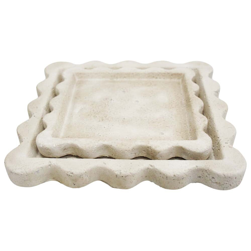 Scalloped Sandstone Tray Set