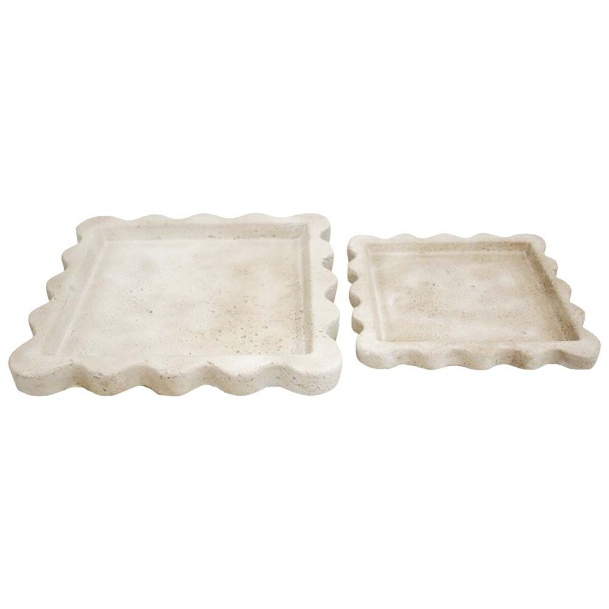 Scalloped Sandstone Tray Set