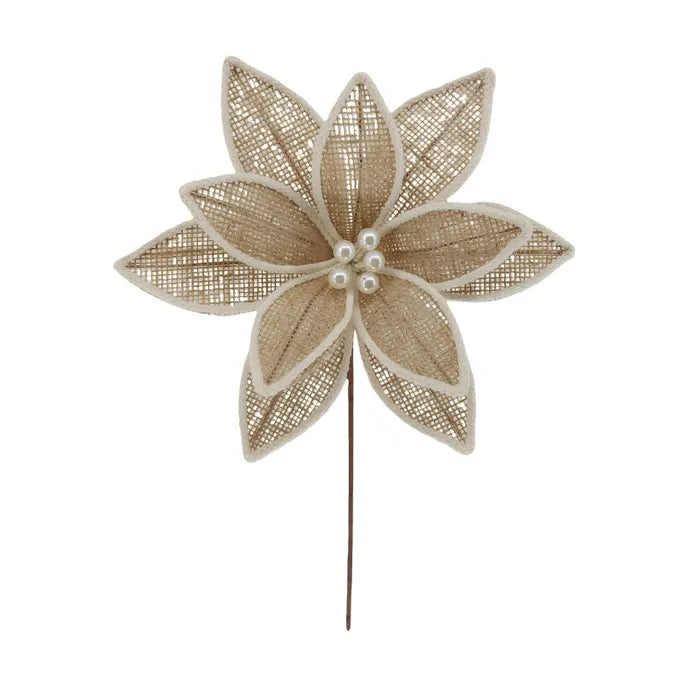 Mae Poinsettia w/Pearl Stem