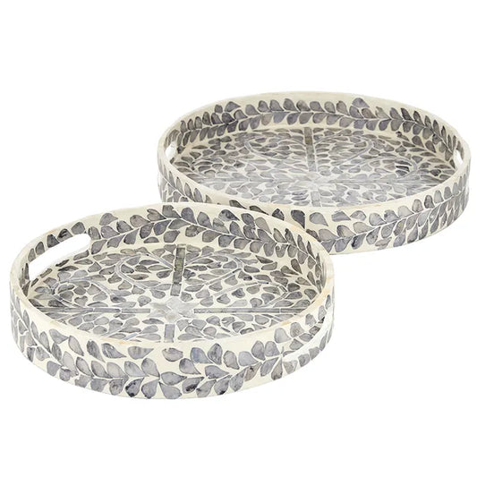 Gia Set of 2 Inlay Trays In Grey/Blue/Ivory