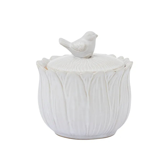 Feathered Grace Ceramic Jar