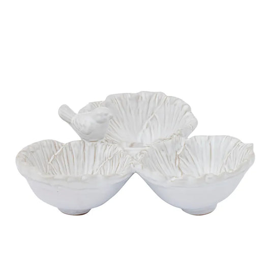 Feathered Grace Ceramic Trio Serving Bowl