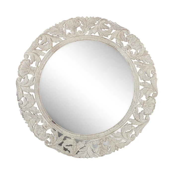 Rustic Shore Wooden Round Mirror 90cm