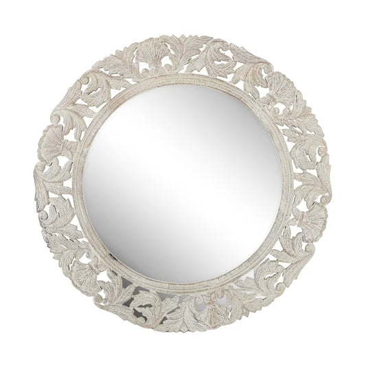Rustic Shore Wooden Round Mirror 90cm