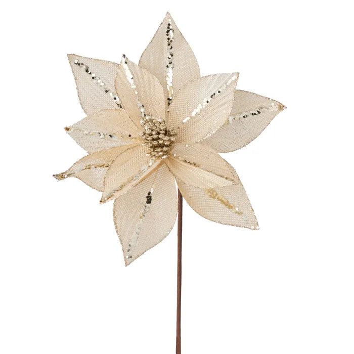 Accented Poinsettia Stem Gold
