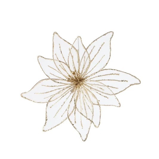 Poinsettia Glitter Clip 20cm Gold